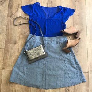 NWT The Limited Cotton Chambray Skirt Flare